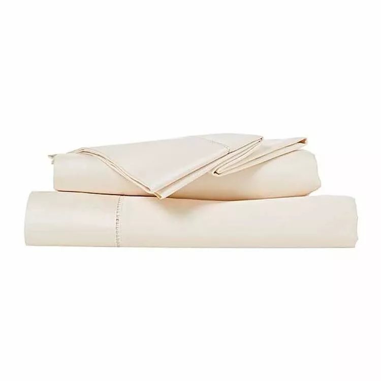 Ramesses 800 Thread Count Cotton Sateen Sheet Set Cream King Bed 4 Ramesses 800 Thread Count Cotton Sateen Sheet Set Cream King Bed - Image 2