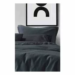 Gainsborough Capri 65x65cm Waffle European Pillowcase Charcoal