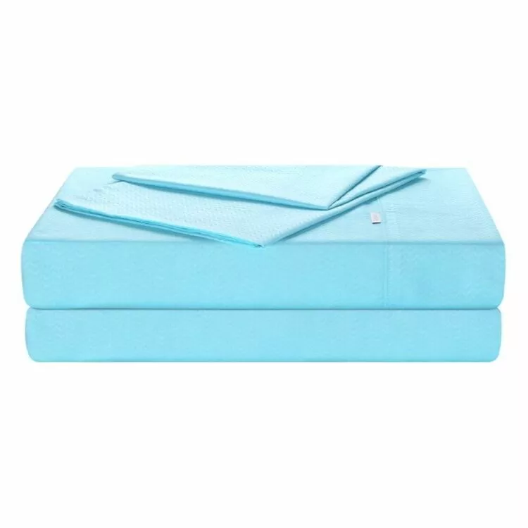 Soren Chevron Embossed Microfibre Sheet Set Aqua 3 Soren Chevron Embossed Microfibre Sheet Set Aqua