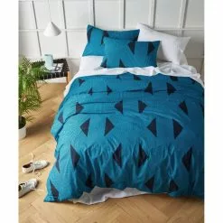 Accessorize Aster Print Cotton Quilt Cover Set Blue