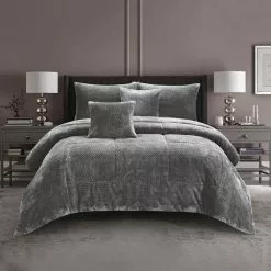 Ramesses Waffle Fleece Comforter Set Grey