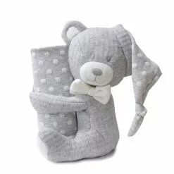 Bubba Blue BB Bear Soft Cuddle 2 Pc Gift Set 75 X 100 Grey