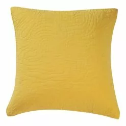 Chyka Home Mellow Embroidered Cotton European Pillowcase Pair Yellow European