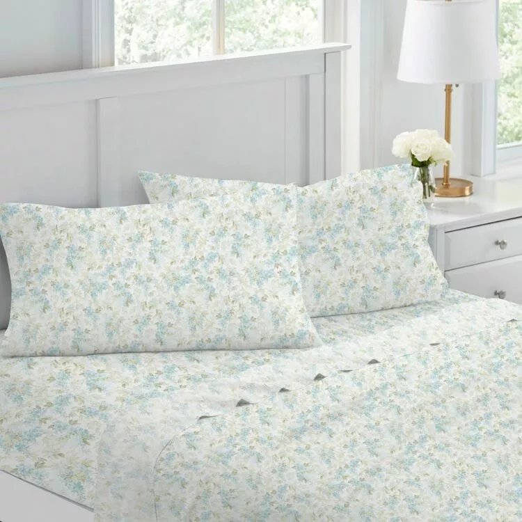 Laura Ashley Rena 375 Thread Count Cotton Sheet Set Teal 3 Laura Ashley Rena 375 Thread Count Cotton Sheet Set Teal
