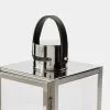 Soren Silver Lantern With Brown Faux Leather Handle 1 Soren Silver Lantern With Brown Faux Leather Handle -Bed Linen store BP641389 nc 2