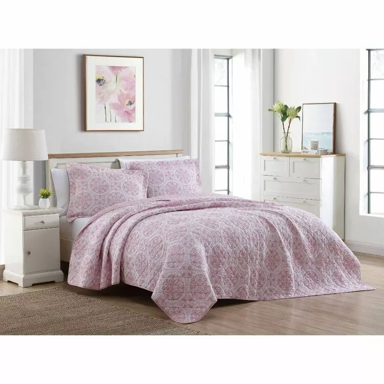 Laura Ashley Ayla Printed Cotton Coverlet Set 220x240cm Dust Rose 220 X 240 Cm 3 Laura Ashley Ayla Printed Cotton Coverlet Set 220x240cm Dust Rose 220 X 240 Cm