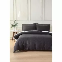 Phase 2 Fenwick Geometry Jacquard Quilt Cover Set Charcoal