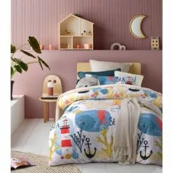 Happy Kids Seaside Glow In The Dark Quilt Cover Set Multicoloured
