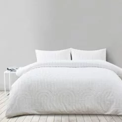 Soren Clipped Clarity Quilt Cover Set White 8 Soren Clipped Clarity Quilt Cover Set White -Bed Linen store BP643447001 white 2