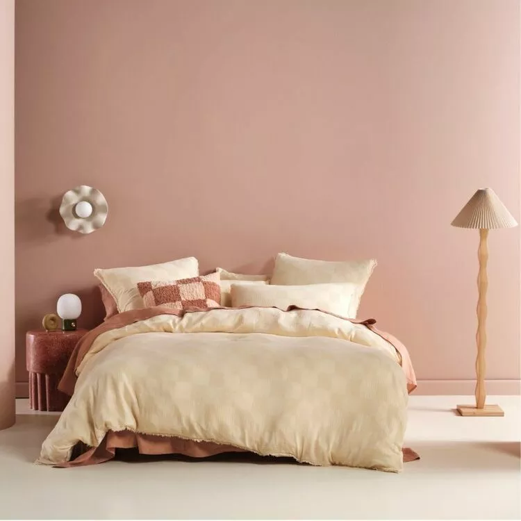 Linen House Capri Cotton Quilt Cover Set Peach 3 Linen House Capri Cotton Quilt Cover Set Peach