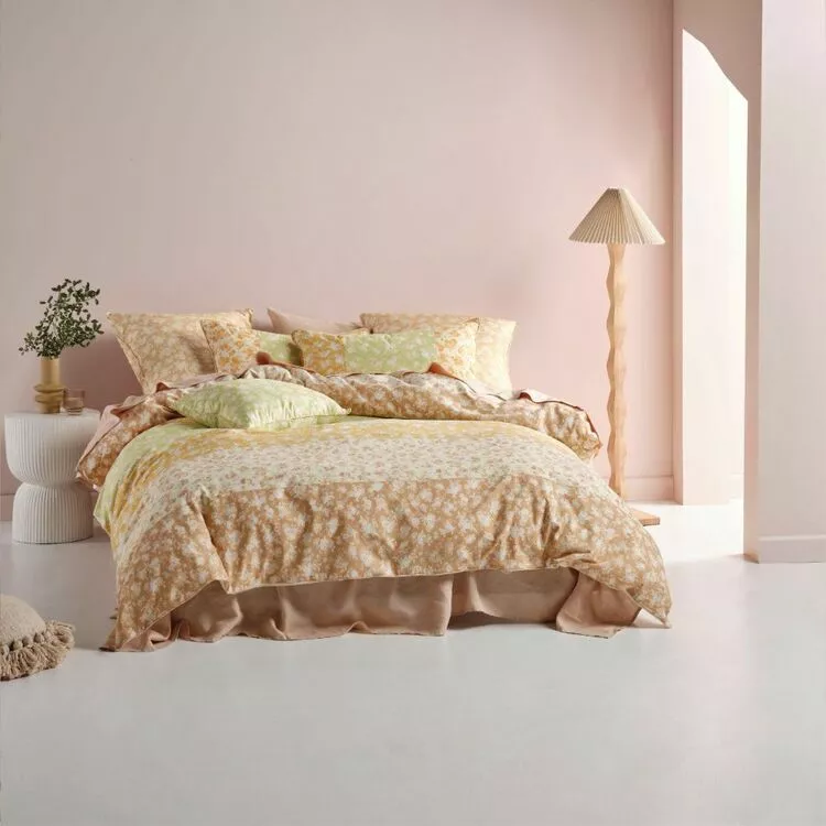 Linen House Shania Cotton Quilt Cover Set Honey 3 Linen House Shania Cotton Quilt Cover Set Honey