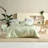 Linen House Omara Cotton Quilt Cover Set Green