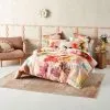 Linen House Reggiani Cotton Sateen Quilt Cover Set Queen Bed Pink Queen