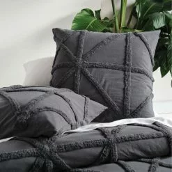 Linen House Clyde Cotton Chenille European Pillowcase Charcoal European