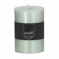 Amalfi Ribbed Unscented Pillar Candle Green