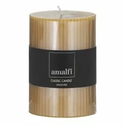 Amalfi Ribbed Unscented Pillar Candle Yellow