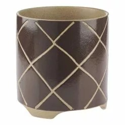 Linen House 24cm Planter Pot Estrada Coffee