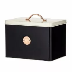 Amalfi Bread Bin With Round Badge 28 X 20.5 X 23cm Black